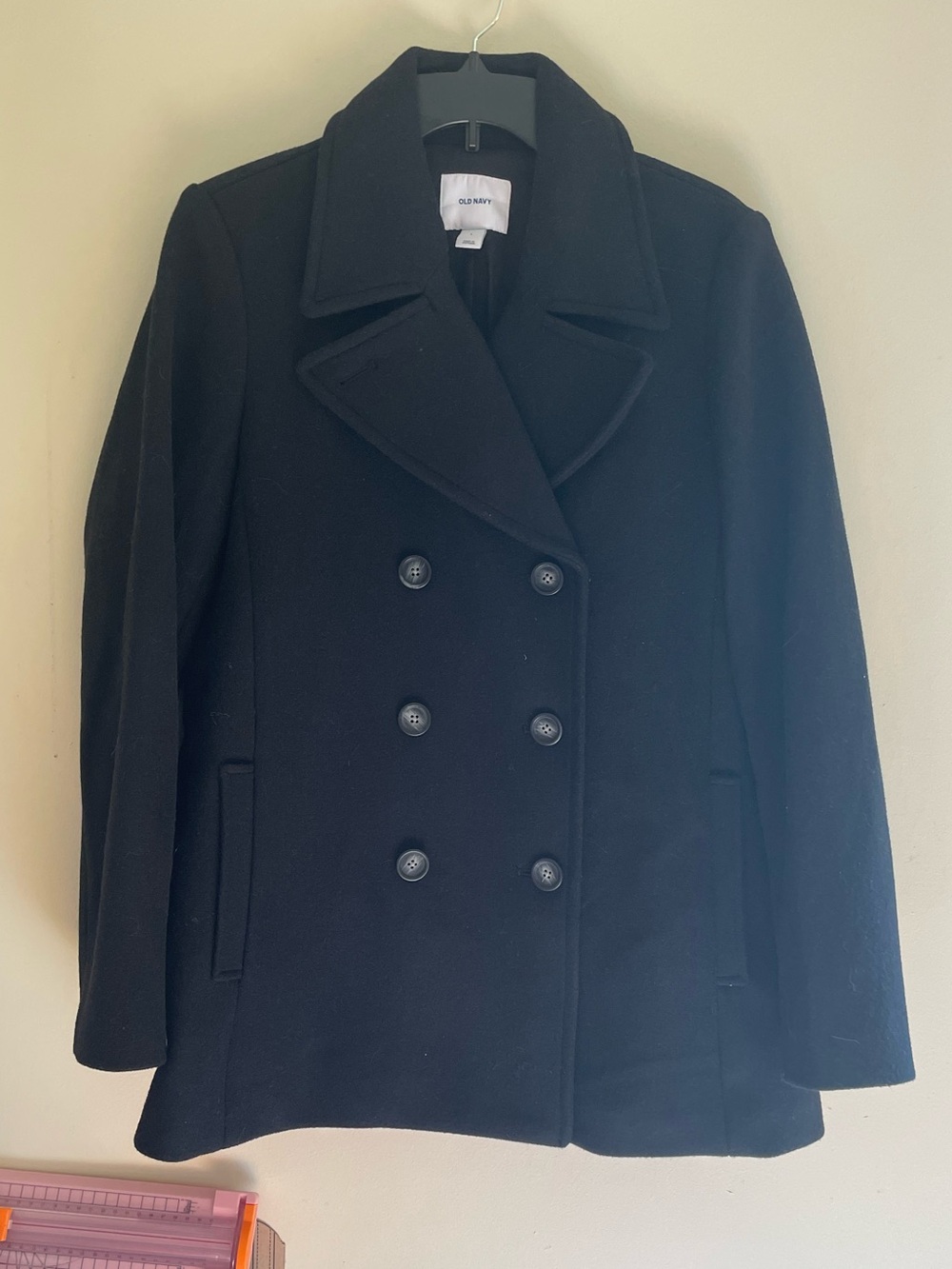 Old Navy Women's Black Double-Breasted Peacoat